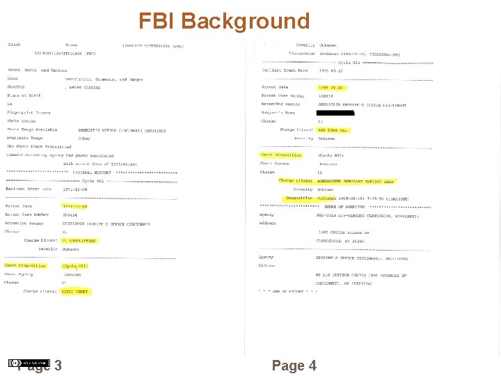FBI Background Check Page 3 Page 4 