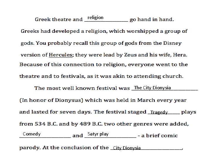 religion The City Dionysia Tragedy Comedy Satyr play City Dionysia 