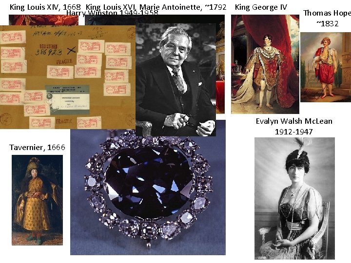 King Louis XIV, 1668 King Louis XVI, Marie Antoinette, ~1792 King George IV Harry