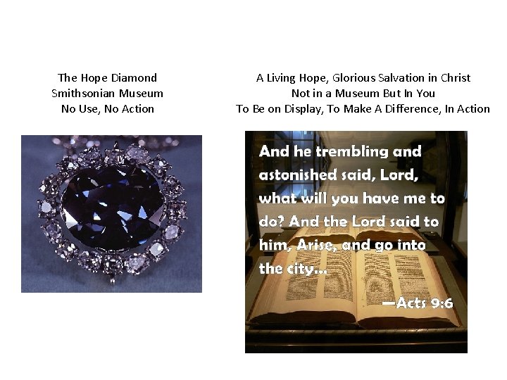 The Hope Diamond Smithsonian Museum No Use, No Action A Living Hope, Glorious Salvation