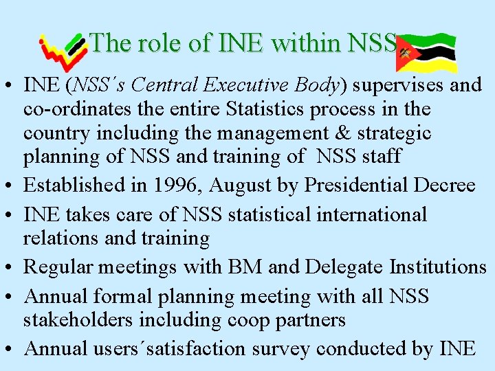 The role of INE within NSS • INE (NSS´s Central Executive Body) supervises and