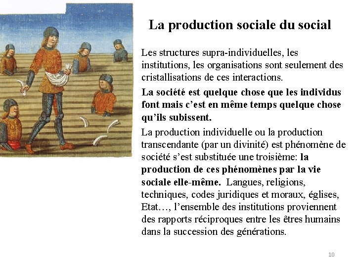La production sociale du social • Les structures supra-individuelles, les institutions, les organisations sont