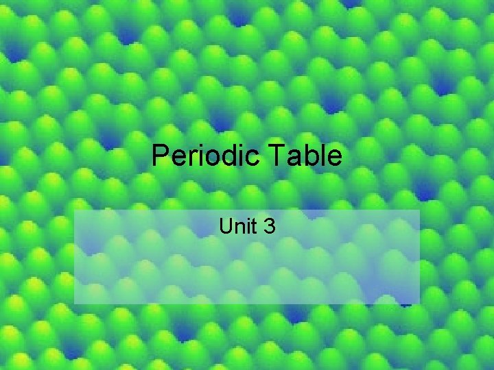 Periodic Table Unit 3 