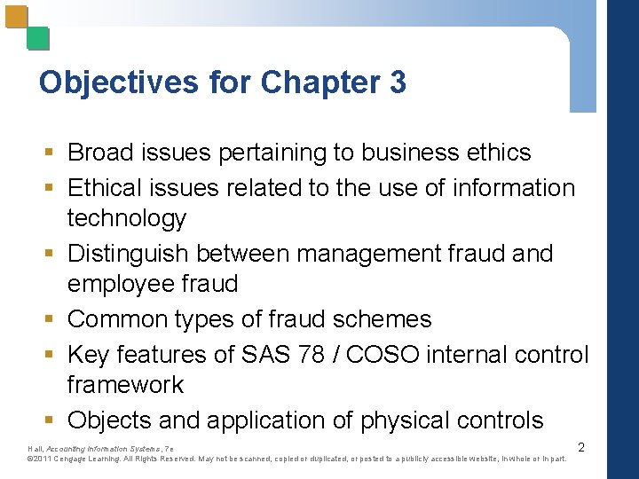 Objectives for Chapter 3 § Broad issues pertaining to business ethics § Ethical issues