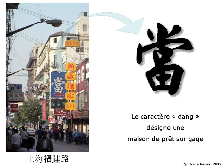 Le caractère « dang » désigne une maison de prêt sur gage 上海福建路 ©