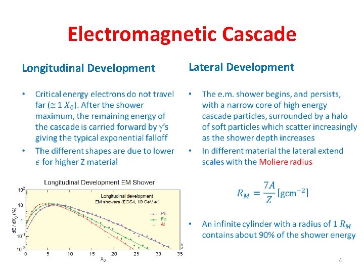 Electromagnetic Cascade Longitudinal Development Lateral Development • • 4 