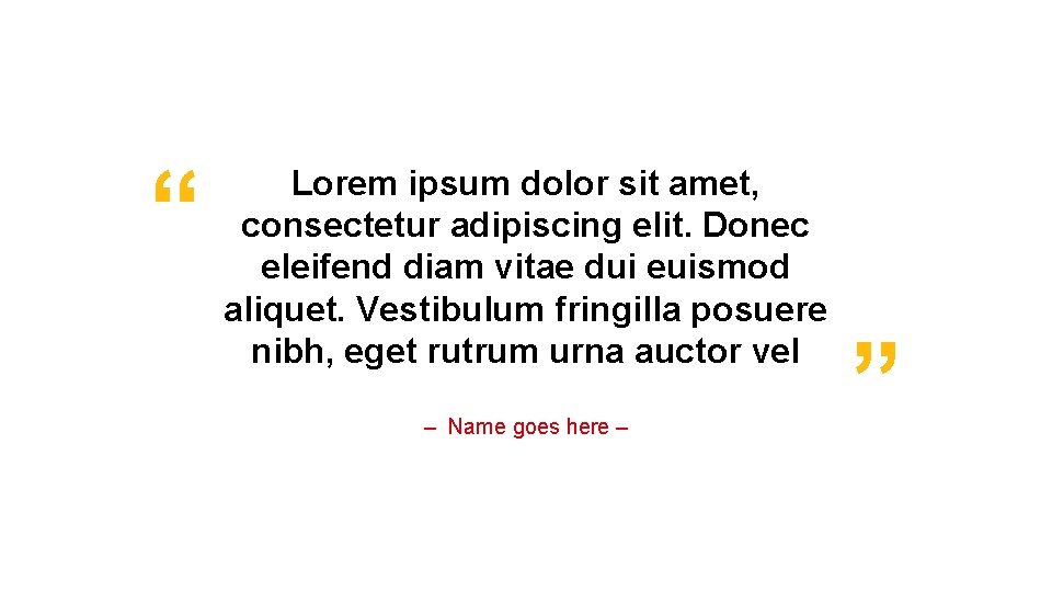 “ Lorem ipsum dolor sit amet, consectetur adipiscing elit. Donec eleifend diam vitae dui