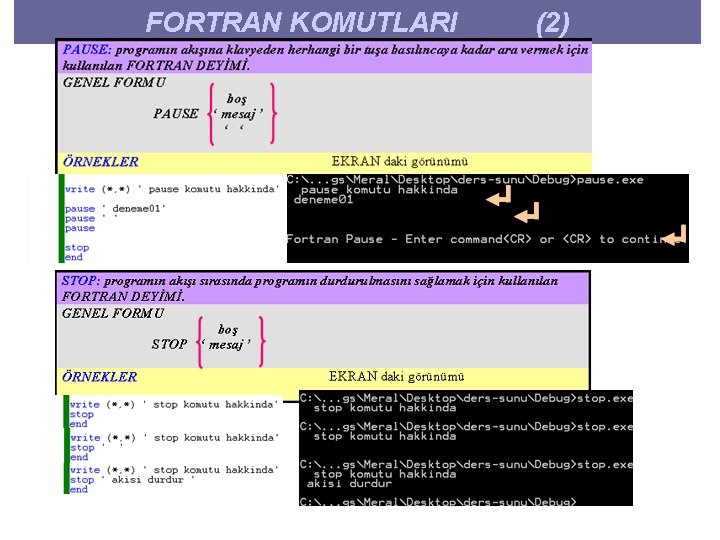 FORTRAN KOMUTLARI (2) 