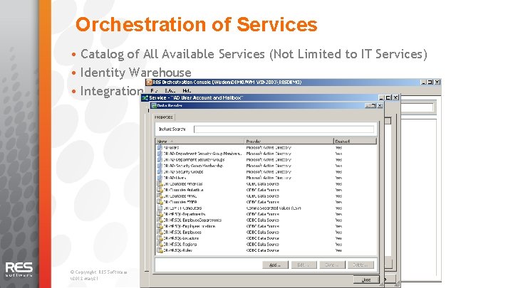 Orchestration of Services • Catalog of All Available Services (Not Limited to IT Services)