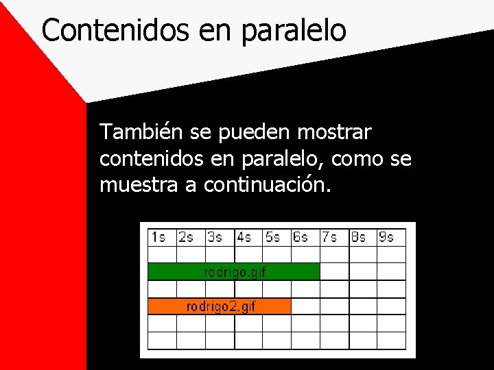 Contenidos en paralelo También se pueden mostrar contenidos en paralelo, como se muestra a