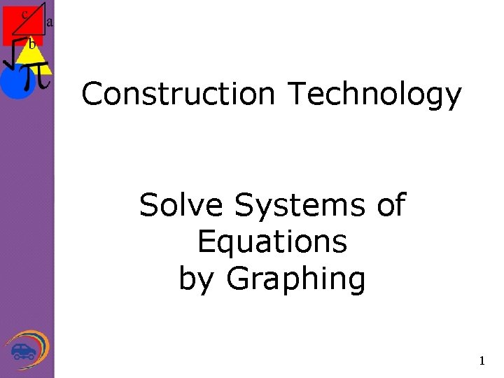 Construction Technology Solve Systems of Equations by Graphing 1 