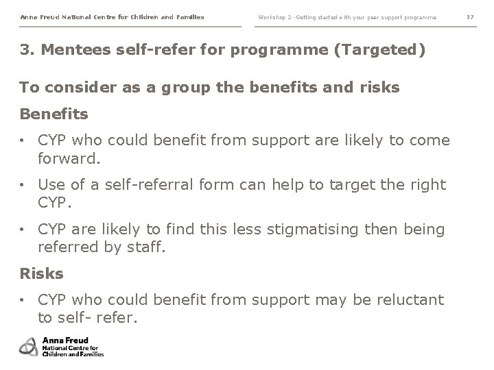 Anna Freud National Centre for Children and Families Workshop 2 -Getting started with your