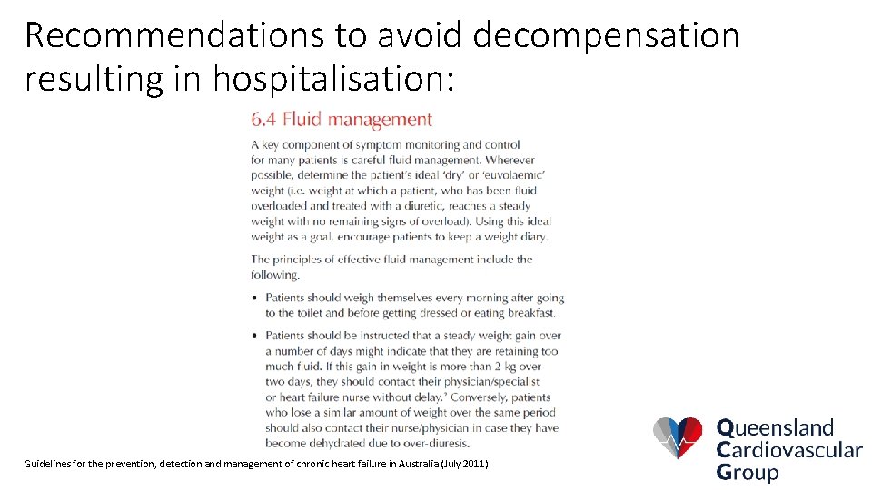 Recommendations to avoid decompensation resulting in hospitalisation: Guidelines for the prevention, detection and management