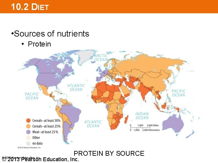 10. 2 DIET • Sources of nutrients • Protein © 2013 Pearson Education, Inc.