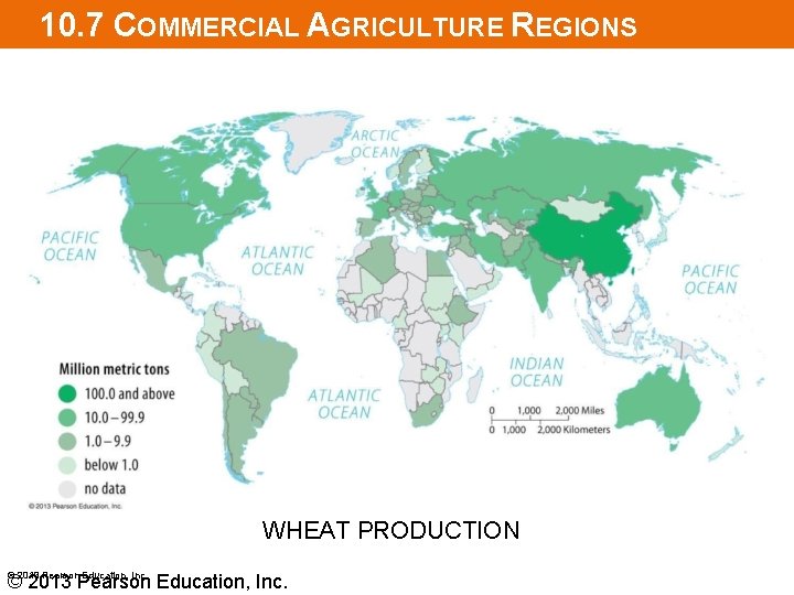 10. 7 COMMERCIAL AGRICULTURE REGIONS WHEAT PRODUCTION © 2013 Pearson Education, Inc. 