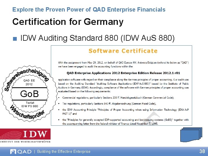 Explore the Proven Power of QAD Enterprise Financials Certification for Germany ■ IDW Auditing