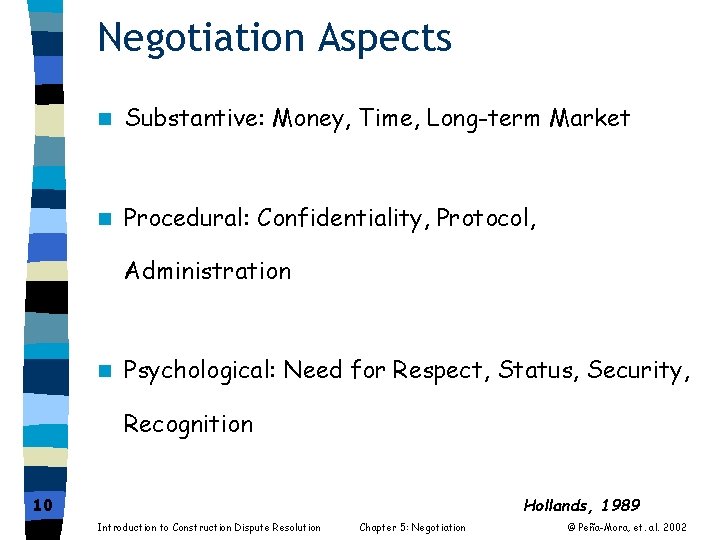 Negotiation Aspects n Substantive: Money, Time, Long-term Market n Procedural: Confidentiality, Protocol, Administration n