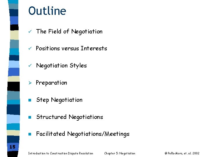 Outline ü The Field of Negotiation ü Positions versus Interests ü Negotiation Styles Ø
