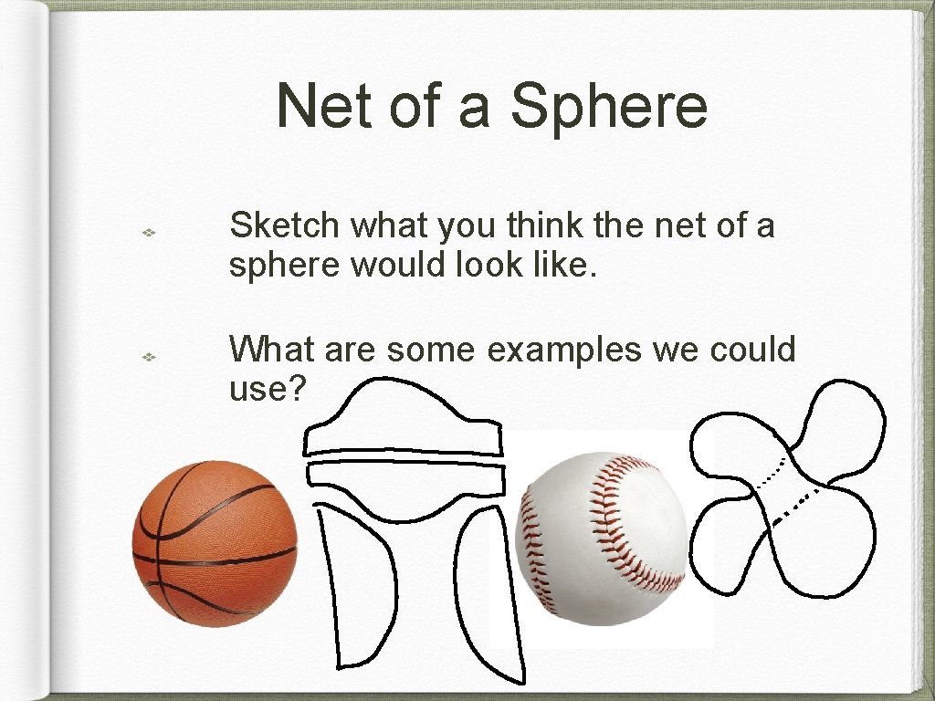 Net of a Sphere Sketch what you think the net of a sphere would