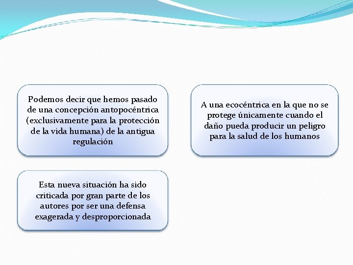 Podemos decir que hemos pasado de una concepción antopocéntrica (exclusivamente para la protección de