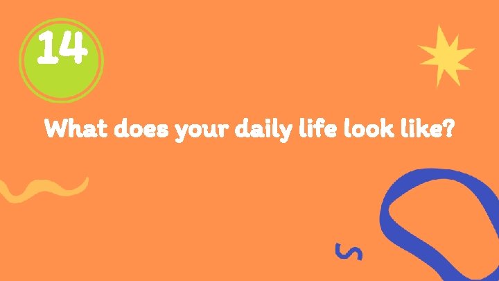 14 What does your daily life look like? 