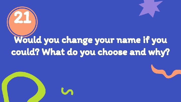 21 Would you change your name if you could? What do you choose and