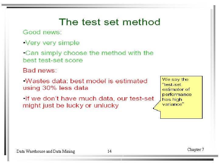 Data Warehouse and Data Mining 14 Chapter 7 