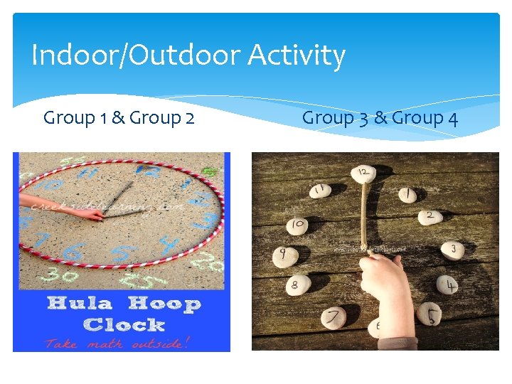 Indoor/Outdoor Activity Group 1 & Group 2 Group 3 & Group 4 