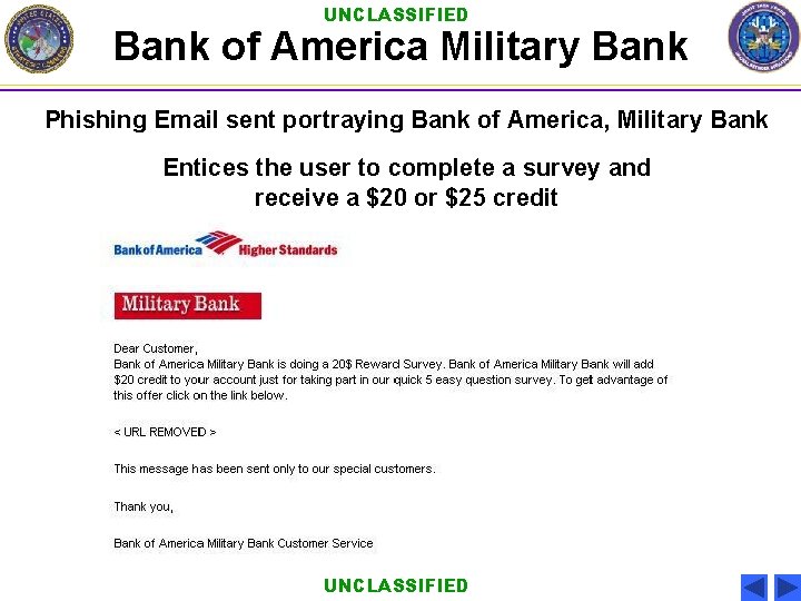 UNCLASSIFIED Bank of America Military Bank Phishing Email sent portraying Bank of America, Military UNCLASSIFIED Bank of America Military Bank Phishing Email sent portraying Bank of America, Military