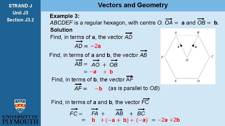 STRAND J Unit J 3 Vectors and Geometry Section J 3. 2 Solution Find,