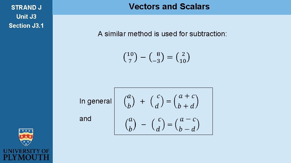 Vectors and Scalars STRAND J Unit J 3 Section J 3. 1 A similar