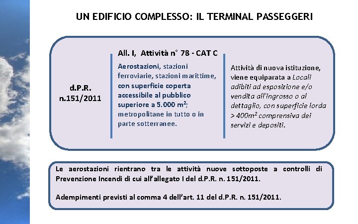 UN EDIFICIO COMPLESSO: IL TERMINAL PASSEGGERI All. I, Attività n° 78 - CAT C
