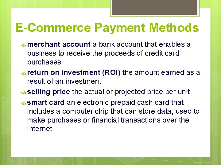 E-Commerce Payment Methods merchant account a bank account that enables a business to receive