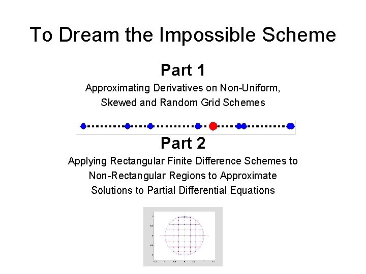 To Dream the Impossible Scheme Part 1 Approximating Derivatives on Non-Uniform, Skewed and Random