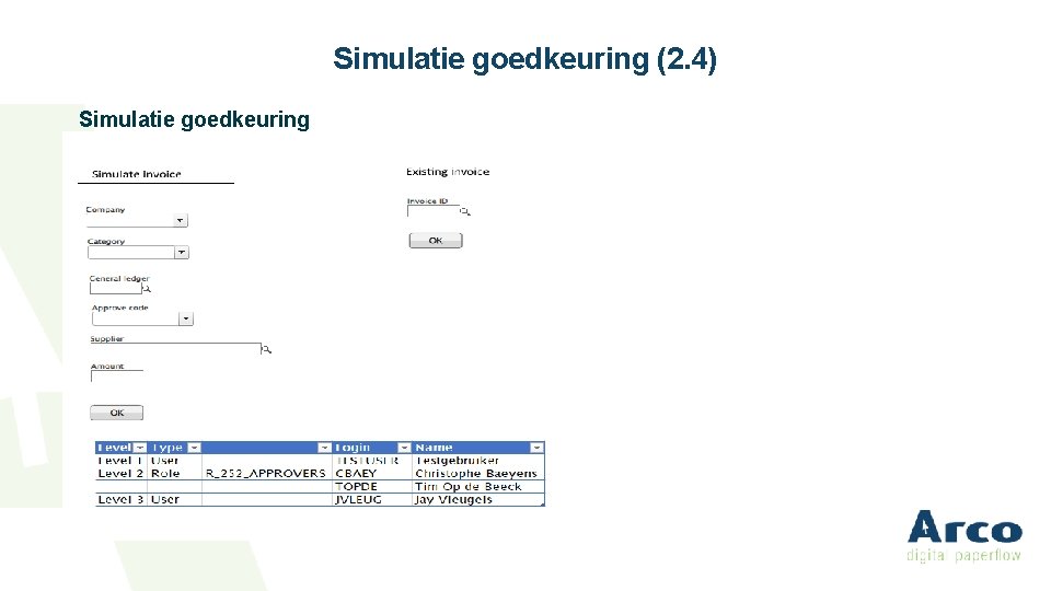 Simulatie goedkeuring (2. 4) Simulatie goedkeuring 