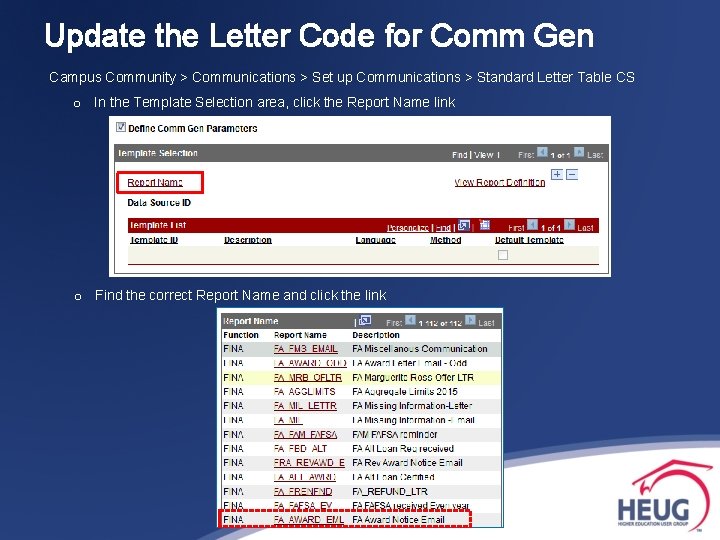 Update the Letter Code for Comm Gen Campus Community > Communications > Set up