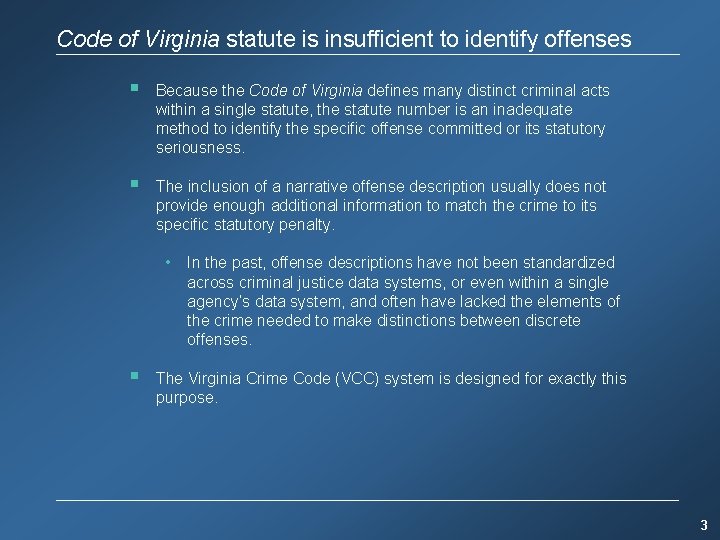 Code of Virginia statute is insufficient to identify offenses § Because the Code of