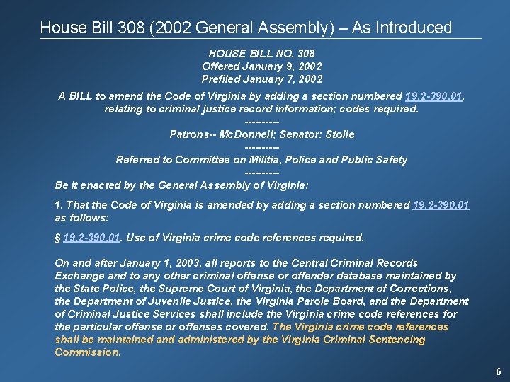 House Bill 308 (2002 General Assembly) – As Introduced HOUSE BILL NO. 308 Offered