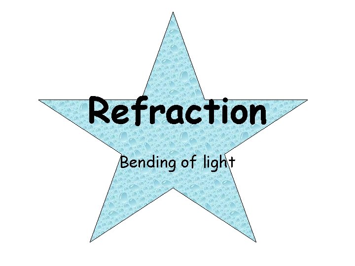 Refraction Bending of light 