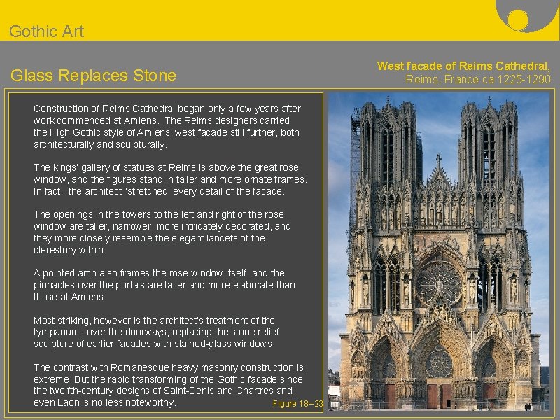 Gothic Art Glass Replaces Stone Construction of Reims Cathedral began only a few years