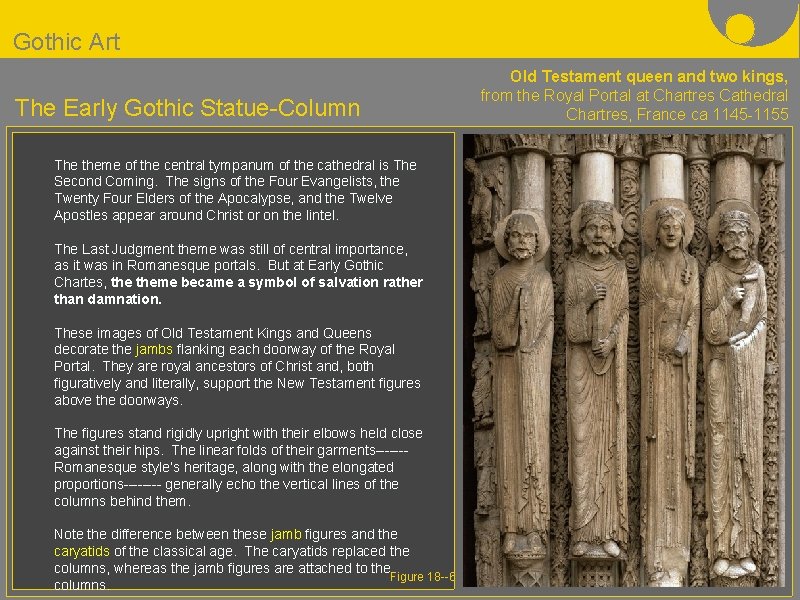 Gothic Art The Early Gothic Statue-Column The theme of the central tympanum of the