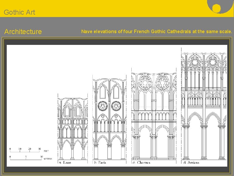 Gothic Art Architecture Nave elevations of four French Gothic Cathedrals at the same scale.