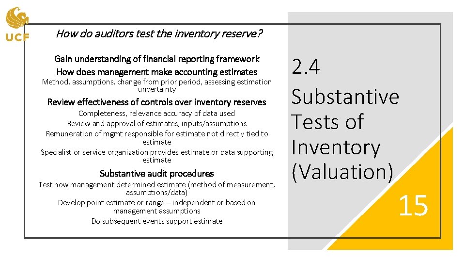 How do auditors test the inventory reserve? Gain understanding of financial reporting framework How