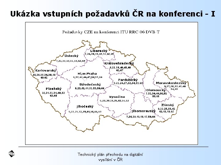 Ukázka vstupních požadavků ČR na konferenci - I Technický plán přechodu na digitální vysílání