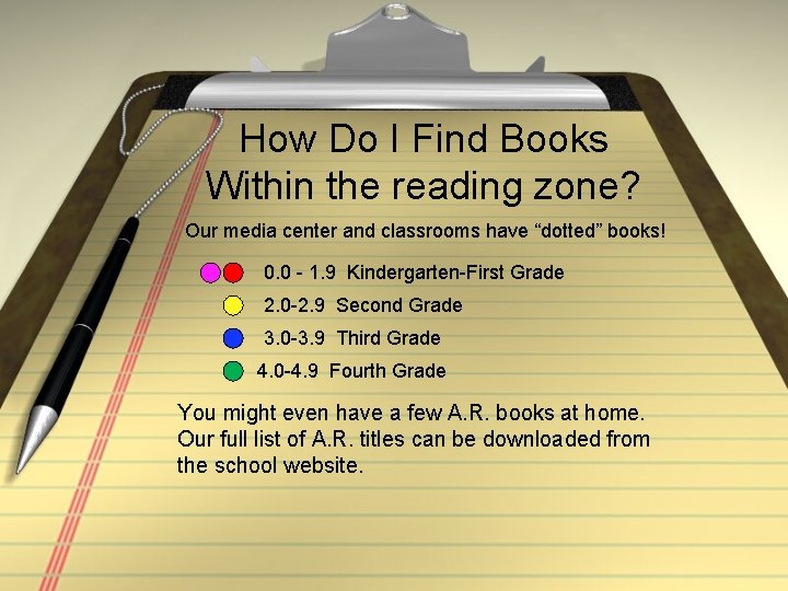 How Do I Find Books Within the reading zone? Our media center and classrooms