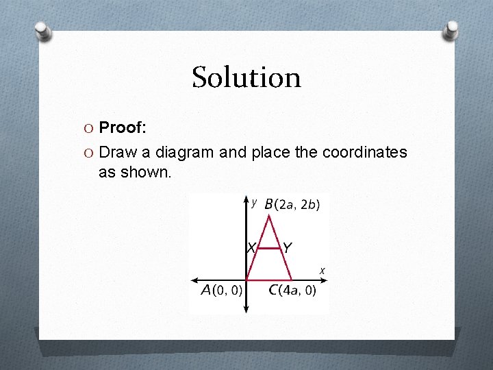 Solution O Proof: O Draw a diagram and place the coordinates as shown. 