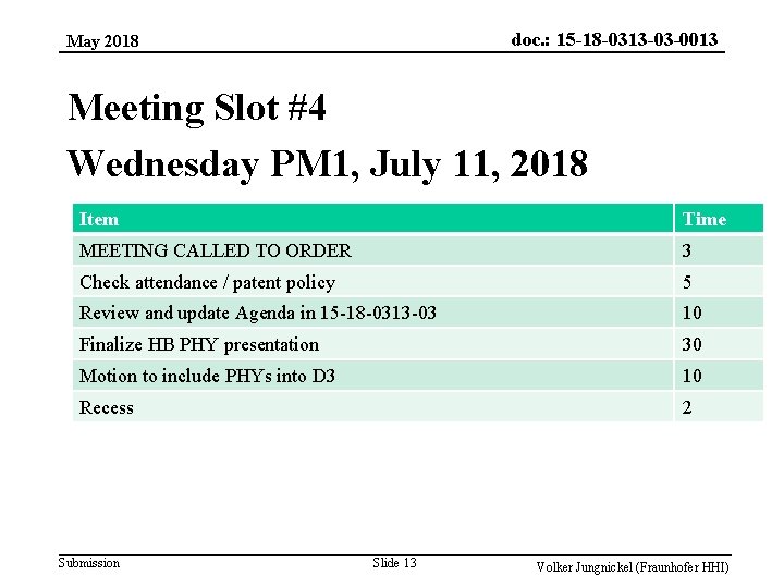 doc. : 15 -18 -0313 -03 -0013 May 2018 Meeting Slot #4 Wednesday PM