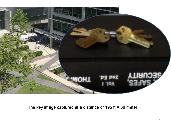 The key image captured at a distance of 195 ft = 60 meter 14