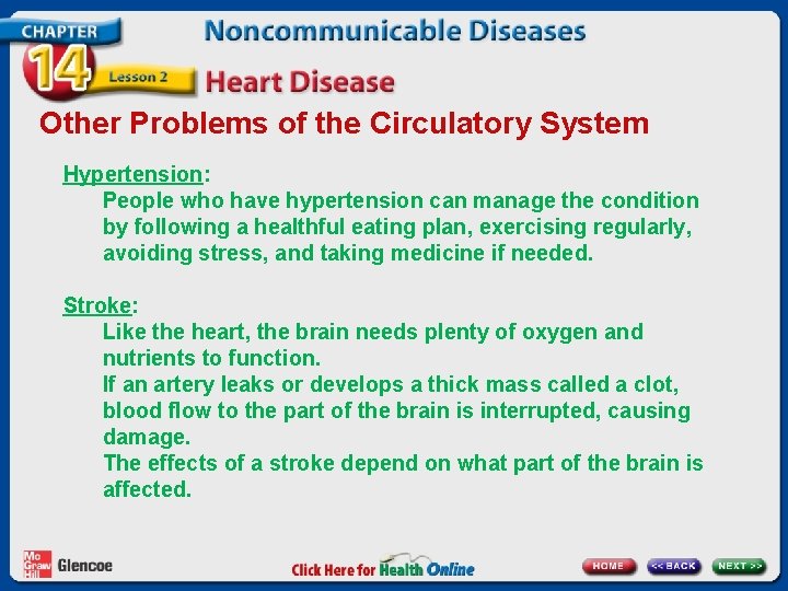 Other Problems of the Circulatory System Hypertension: People who have hypertension can manage the