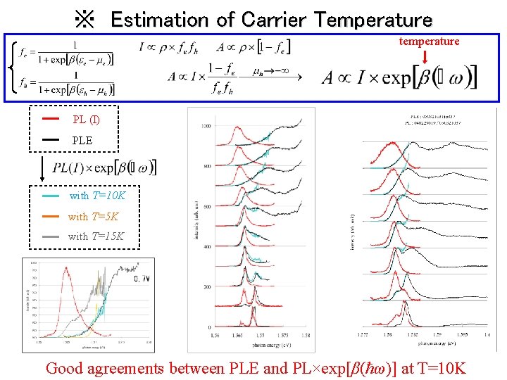 ※ Estimation of Carrier Temperature temperature PL (I) PLE with T=10 K with T=5